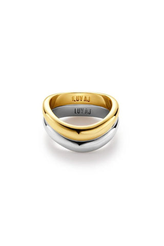 Two-Tone Wave Ring Set