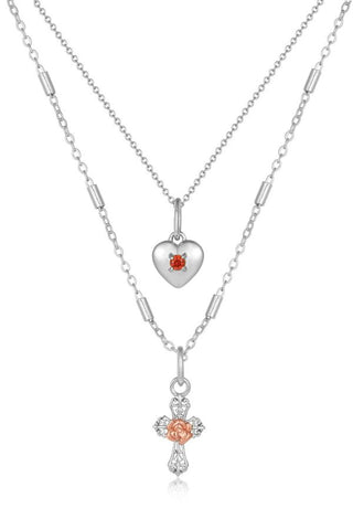 Cross My Heart Charm Necklace | Silver