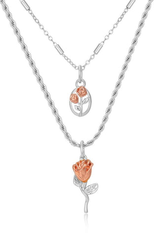 Rosa Double Charm Necklace | Silver