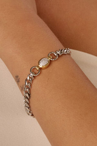The Pave Oval Link Bracelet | Silver