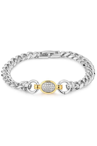 The Pave Oval Link Bracelet | Silver