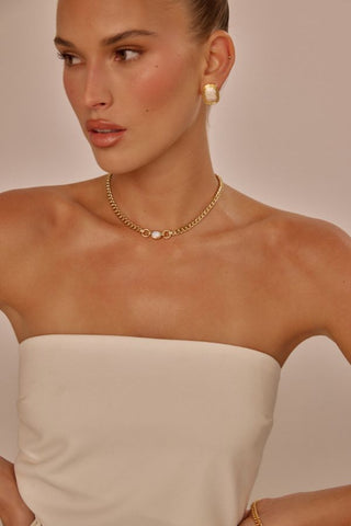 The Pave Oval Link Necklace | Gold