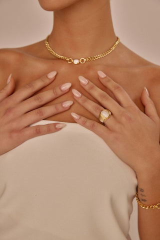 The Pave Oval Link Necklace | Gold