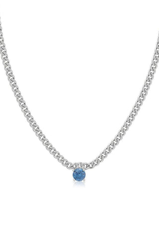 Bardot Stud Necklace Blue Sapphire | Silver