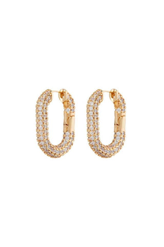 XL Pave Chain Link Hoops | Gold