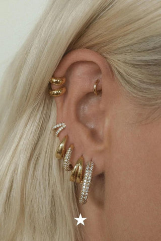 XL Pave Chain Link Hoops | Gold