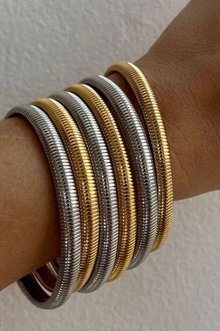 Mini Flex Snake Chain Bracelet Set | Gold