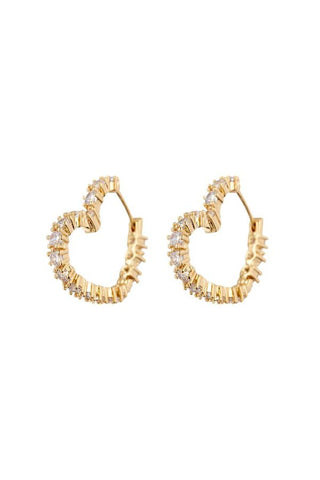 Diamond Heart Bijoux Hoops | Gold