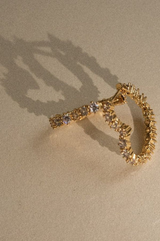 Diamond Heart Bijoux Hoops | Gold