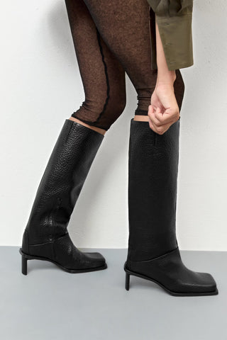 Brianna Grain Tall Boots | Black