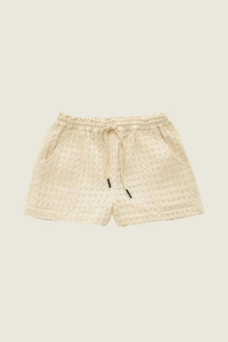 Ecru Drizzle Waffle Shorts