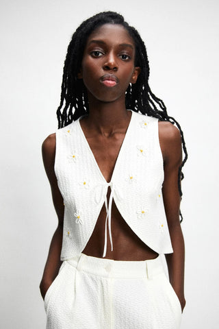 Apolo Flowers Vest | White Flowers