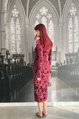 Burnout Tie Dress | Burgundy