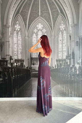 Butterfly Mesh Maxi Dress | Purple