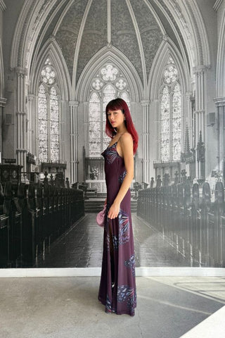 Butterfly Mesh Maxi Dress | Purple