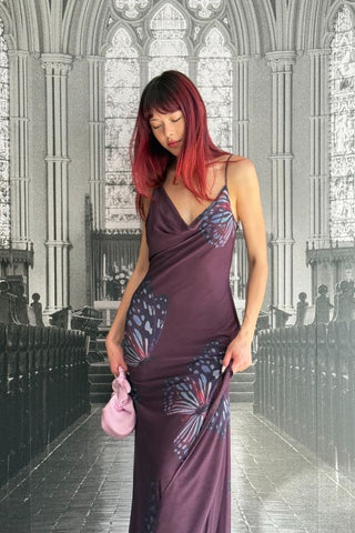 Butterfly Mesh Maxi Dress | Purple
