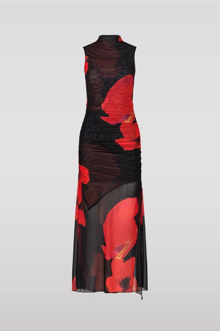 Floral Printed Mesh Dress | Black