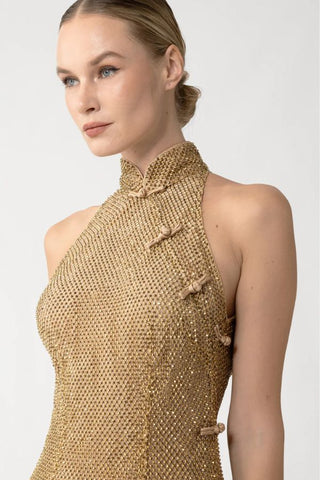Selena Crystal Mini Dress | Gold