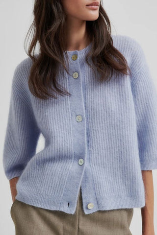 Andrea Knit Rib Cardigan | Brunnera Blue