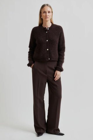 Andrea Knit Rib Long Sleeve Cardigan | Chocolate Plum