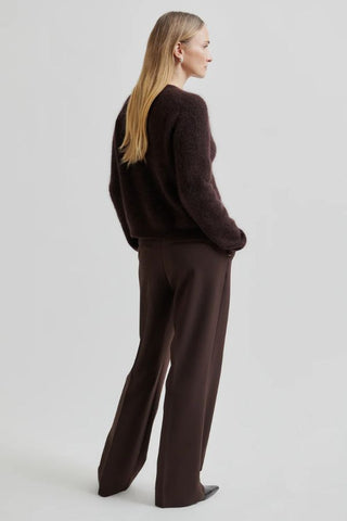 Andrea Knit Rib Long Sleeve Cardigan | Chocolate Plum