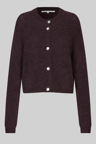 Andrea Knit Rib Long Sleeve Cardigan | Chocolate Plum