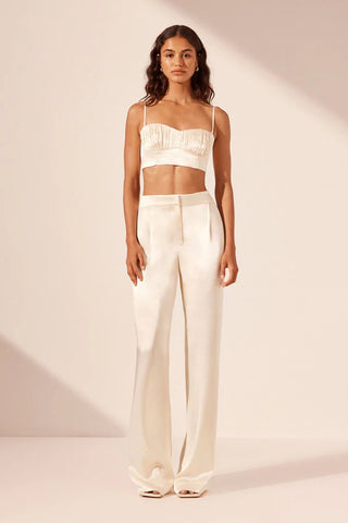 La Lune Mid Rise Straight Leg Pant | Cream