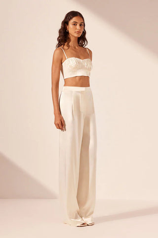 La Lune Mid Rise Straight Leg Pant | Cream