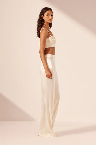 La Lune Mid Rise Straight Leg Pant | Cream