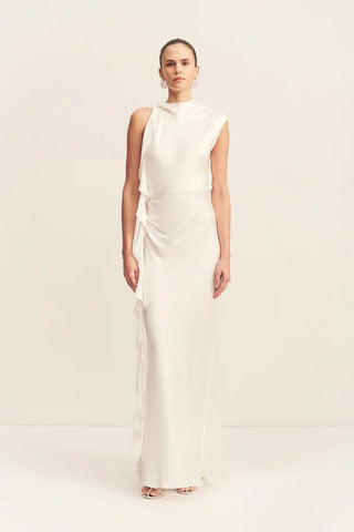 Agnes Draped Ruffled Maxi Dress | Ivory | Shona Joy LoversLand Agnes Draped Ruffled Maxi Dress | Ivory | Shona Joy LoversLand