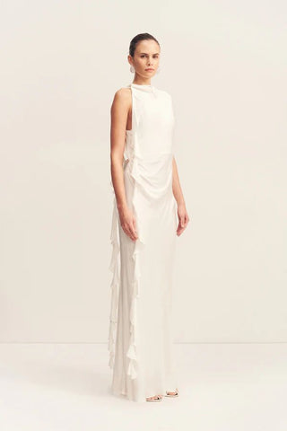 Agnes Draped Ruffled Maxi Dress