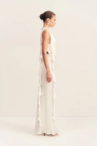Agnes Draped Ruffled Maxi Dress