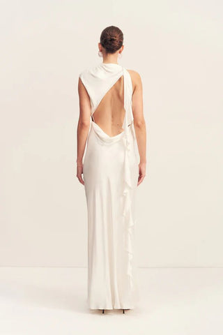 Agnes Draped Ruffled Maxi Dress
