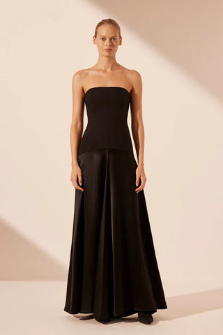 Adri Strapless Panelled Maxi Dress | Black