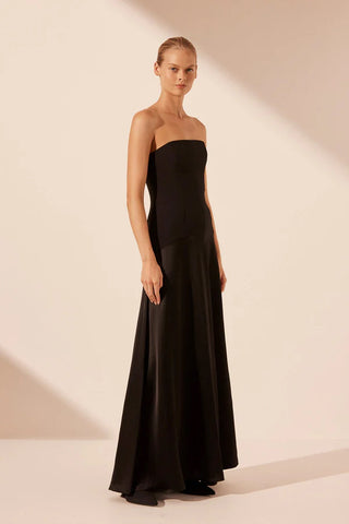 Adri Strapless Panelled Maxi Dress | Black
