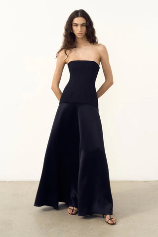 Adri Strapless Panelled Maxi Dress | Black