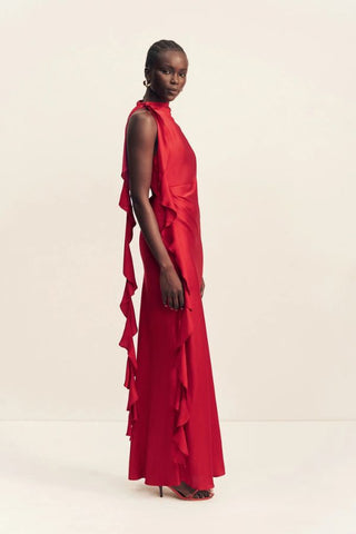 Agnes Draped Ruffled Maxi Dress