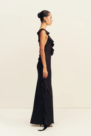Agnes Ruffle Slip Bias Maxi Dress