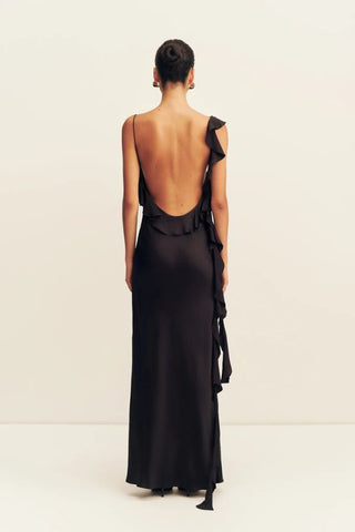 Agnes Ruffle Slip Bias Maxi Dress