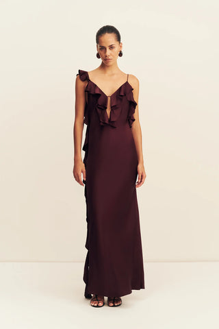 Agnes Ruffle Slip Bias Maxi Dress