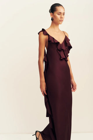Agnes Ruffle Slip Bias Maxi Dress