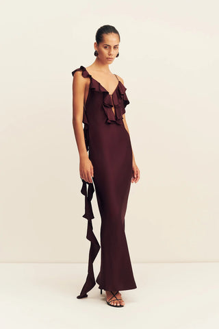 Agnes Ruffle Slip Bias Maxi Dress