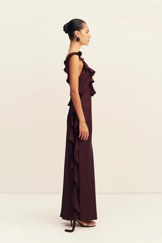 Agnes Ruffle Slip Bias Maxi Dress