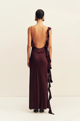 Agnes Ruffle Slip Bias Maxi Dress