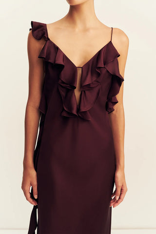 Agnes Ruffle Slip Bias Maxi Dress