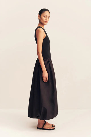 Aliah One Shoulder Bubble Midi Dress | Black