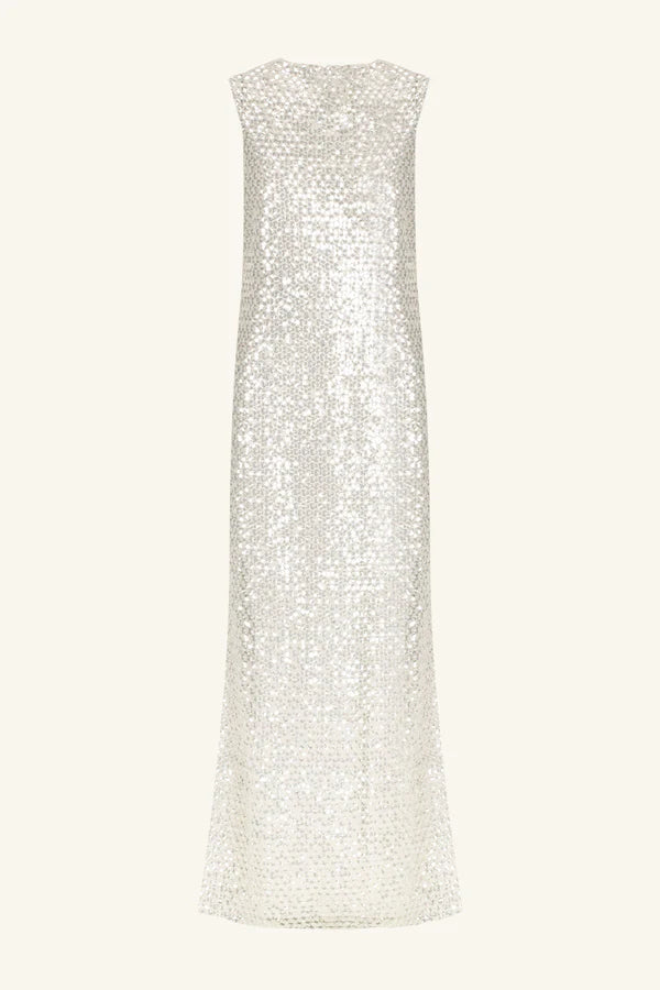 Asteri High Neck Sleeveless Maxi Dress Silver