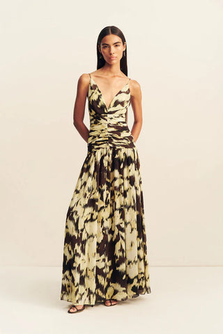 Benny Plunged Gathered Maxi Dress