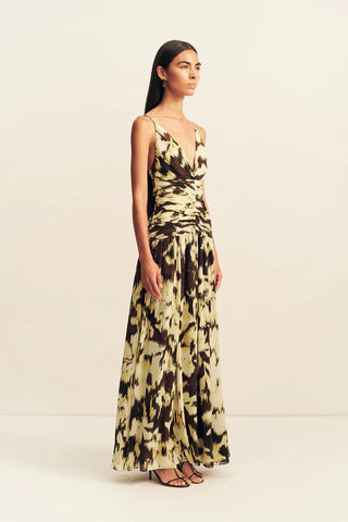 Benny Plunged Gathered Maxi Dress