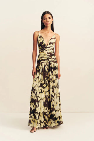 Benny Plunged Gathered Maxi Dress